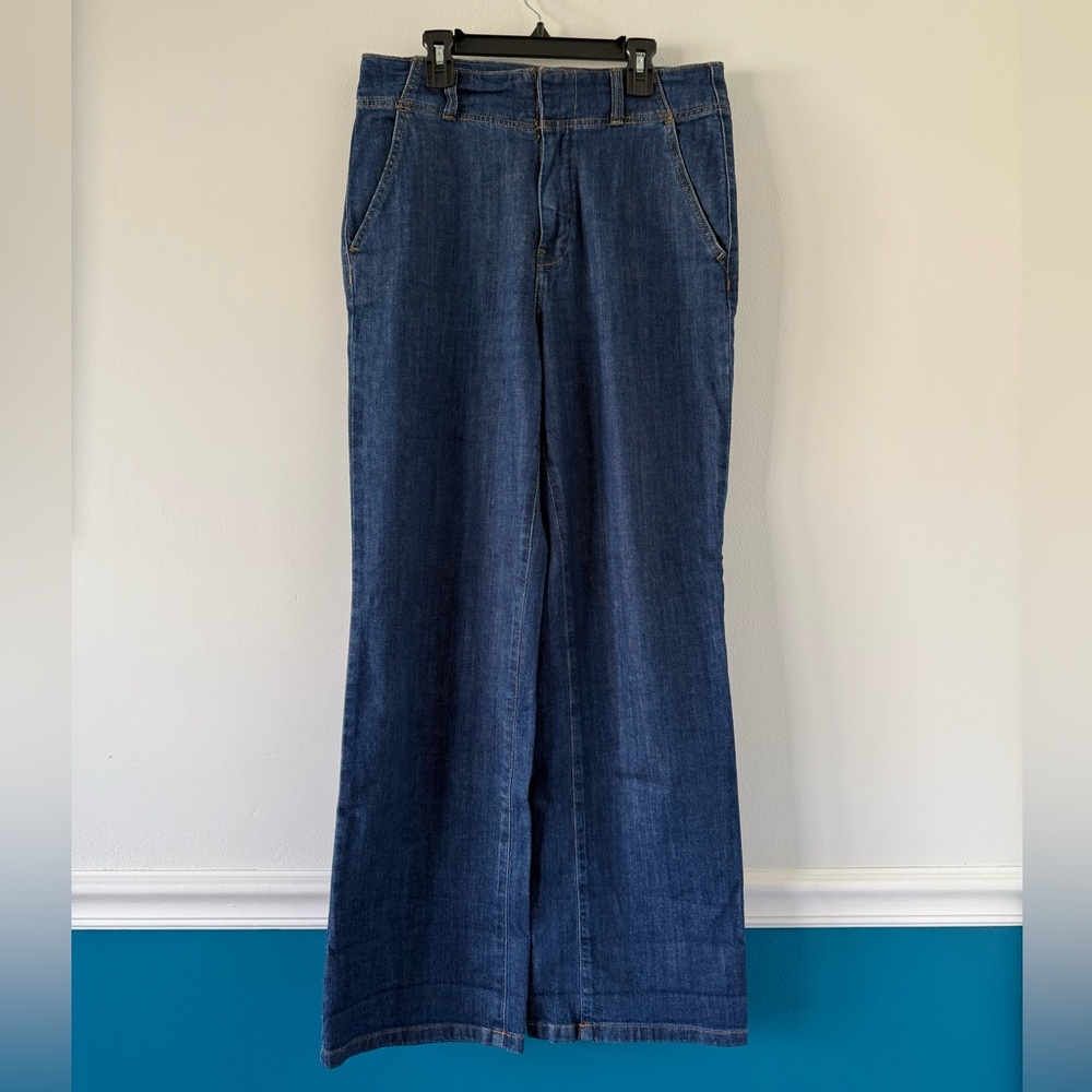 Anthropologie Pilcro Dark Blue Wide Leg Trouser Jeans size 29